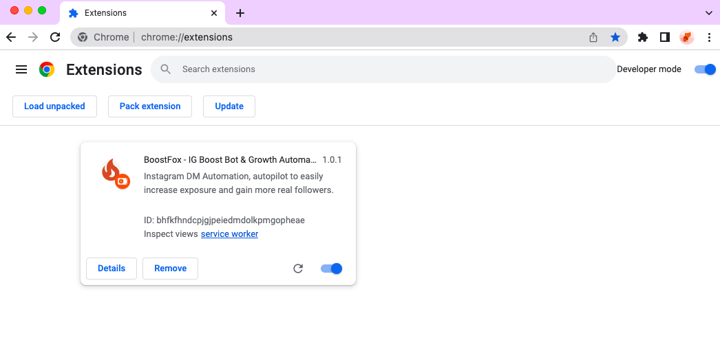 TikTok Follow Bot chrome extension install done